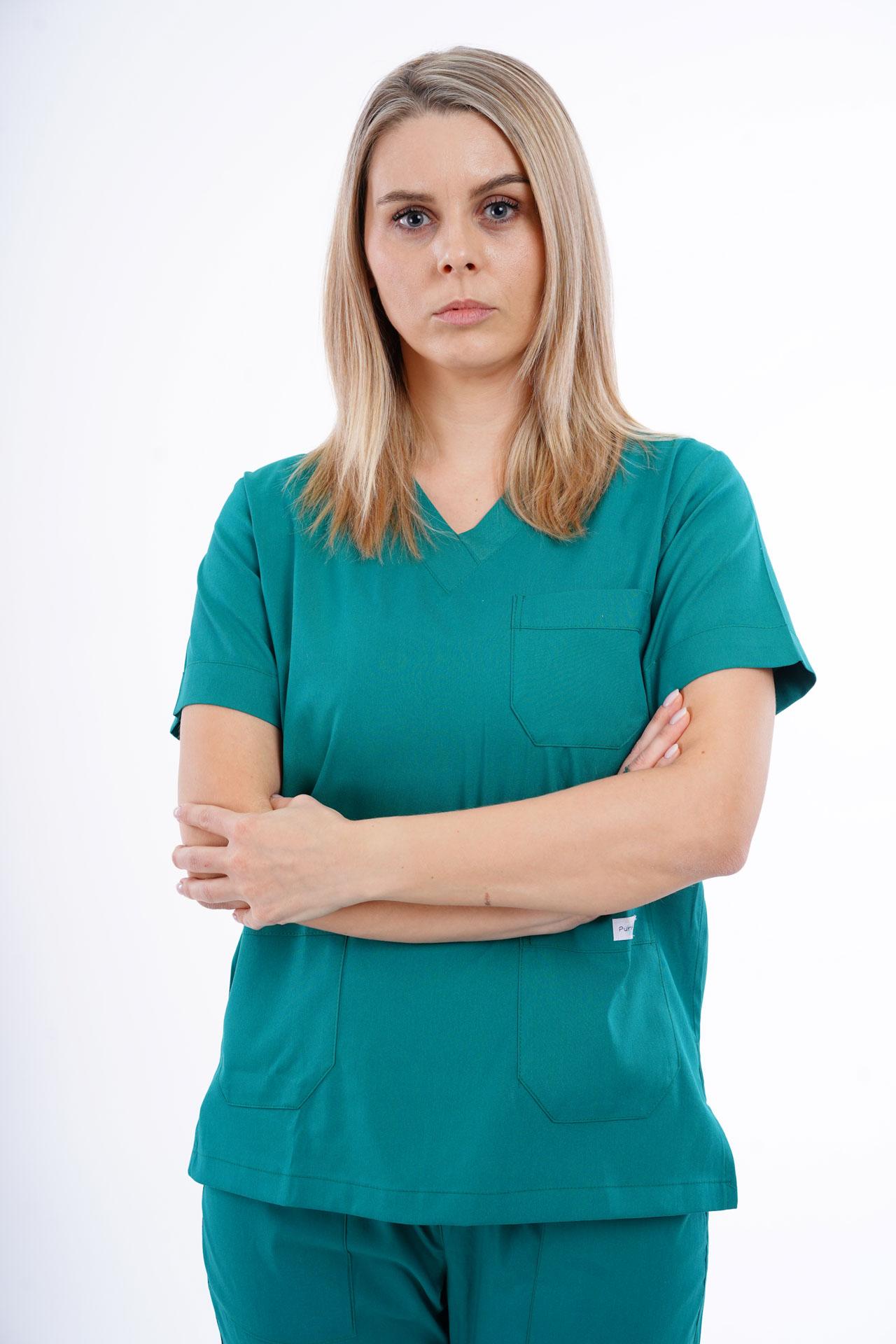 Pureboks Ženski gornji deo medicinske uniforme, Zeleni