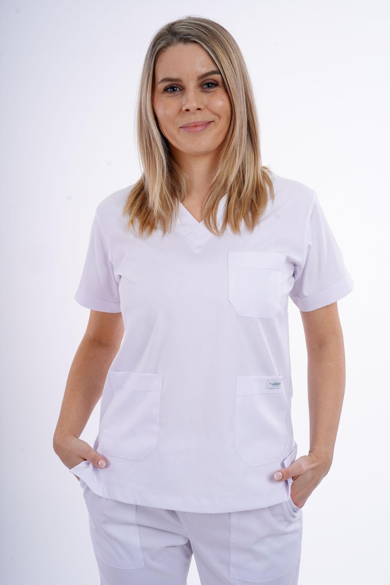Pureboks Ženski gornji deo medicinske uniforme, Beli