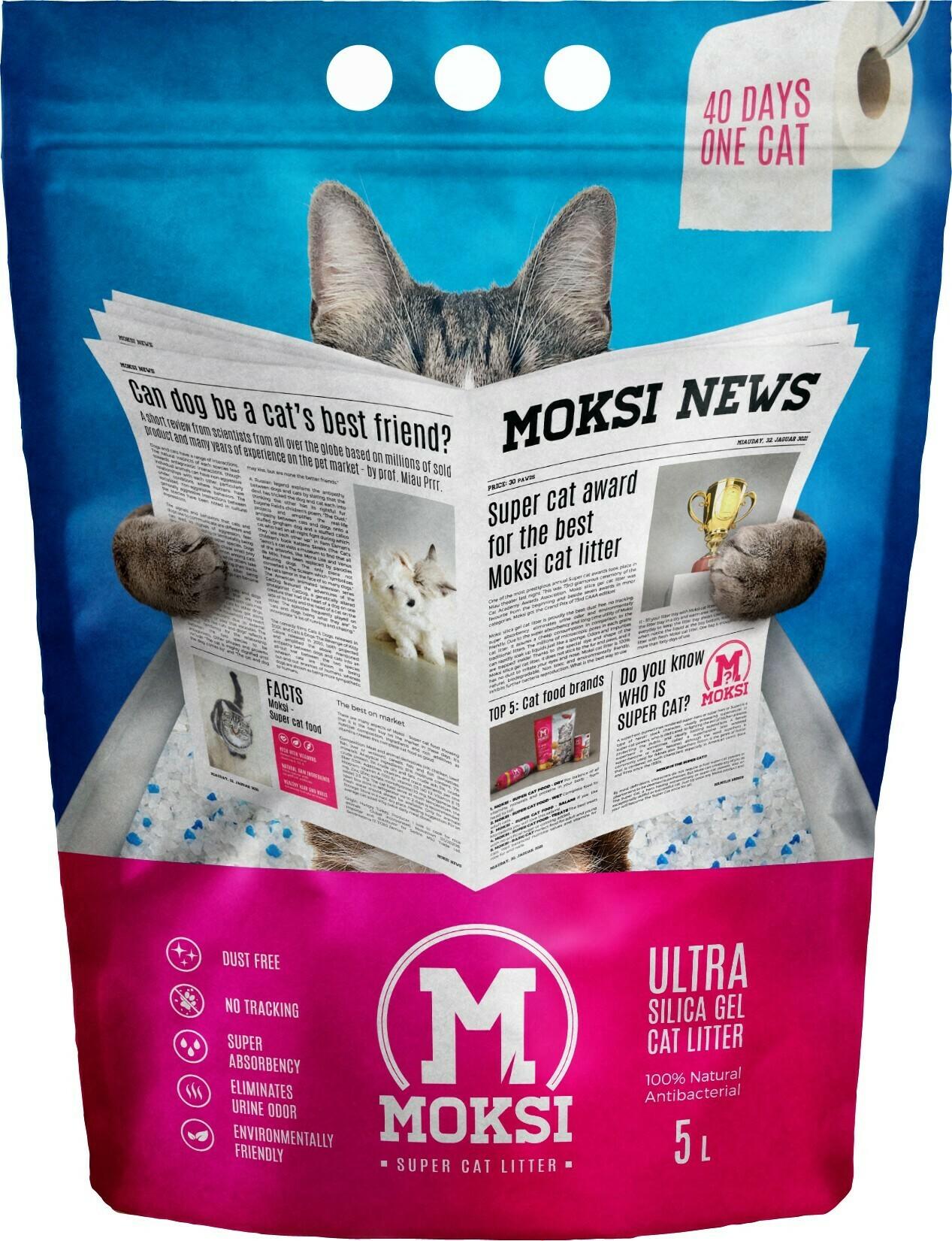 MOKSI Silikonski posip za mačke, 5L