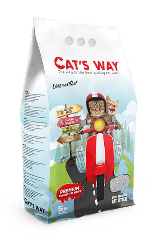 CATS WAY Posip za mačke Natural White, Beli betonit, 5l
