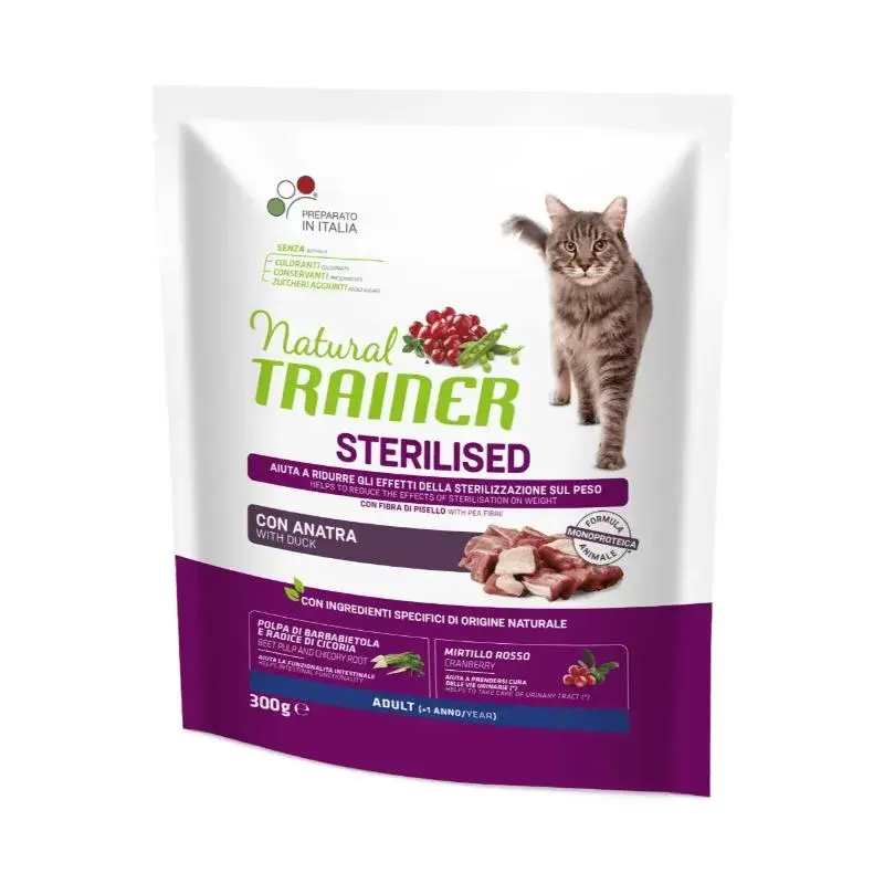 TRAINER Suva hrana za mačke Natural Sterilised Cat, Pačetina, 300g