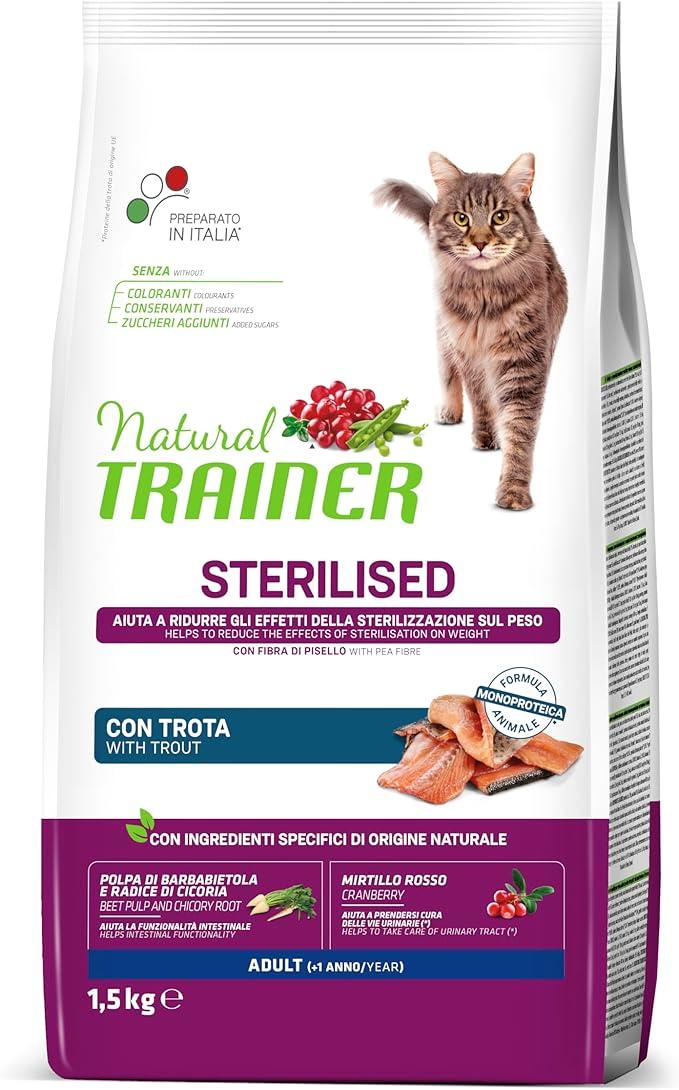 TRAINER Suva hrana za mačke Natural Sterilised, Riba, 1.5kg