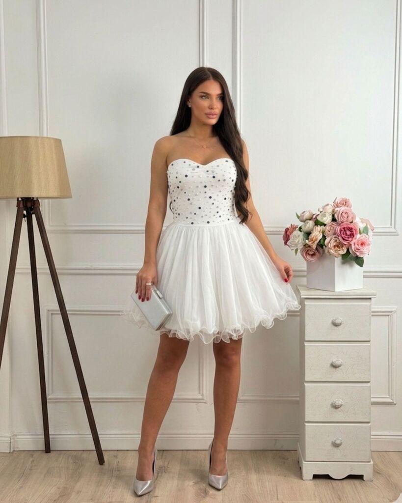 Squareonline Ženska haljina White Crystal Glow, Bela