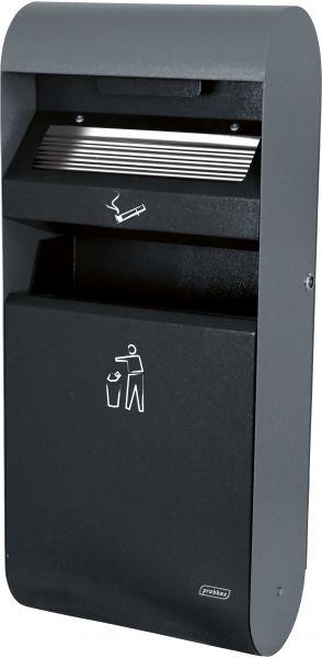 Probbax Zidna pepeljara sa kantom za otpatke, 14l, 30x67x14 cm, Crna
