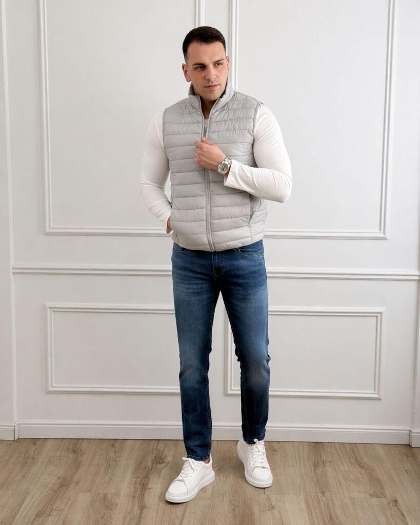 Squareonline Muški prsluk Grey Quilted, Sivi
