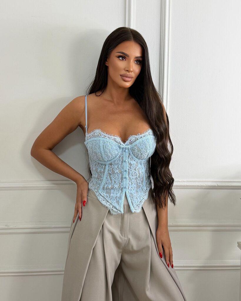 Squareonline Ženski korset Blue Lace Elegance, Svetloplavi