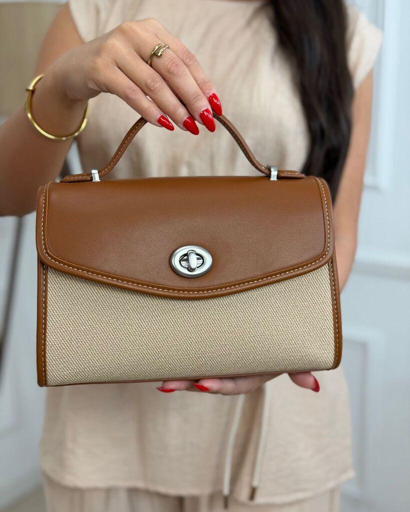 Squareonline Ženska torba Mocha Beige Duo Strap, Braon-bež
