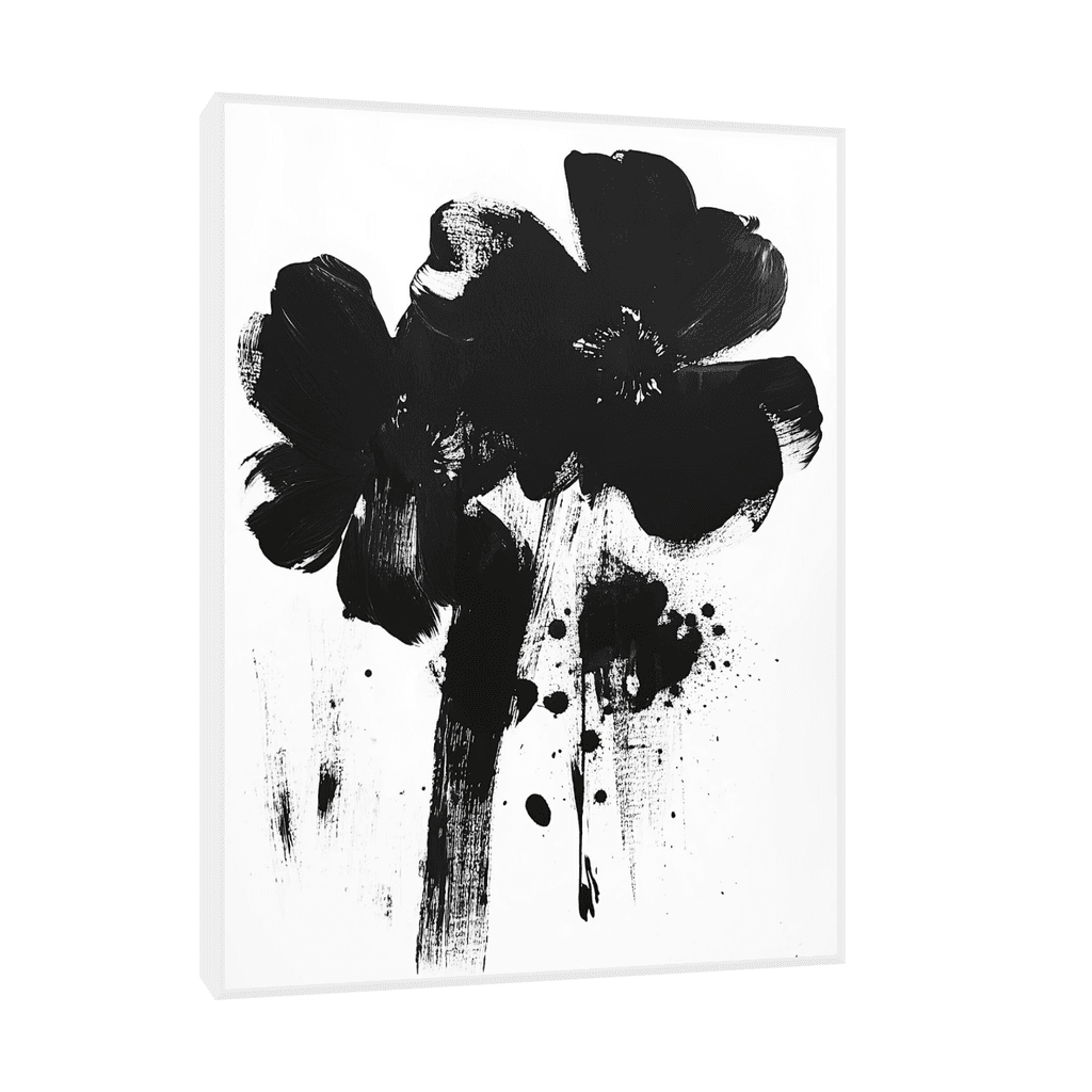 Canvas Slika na platnu Crno beli cvet, Sa ramom, 90 x 120  cm, Beli