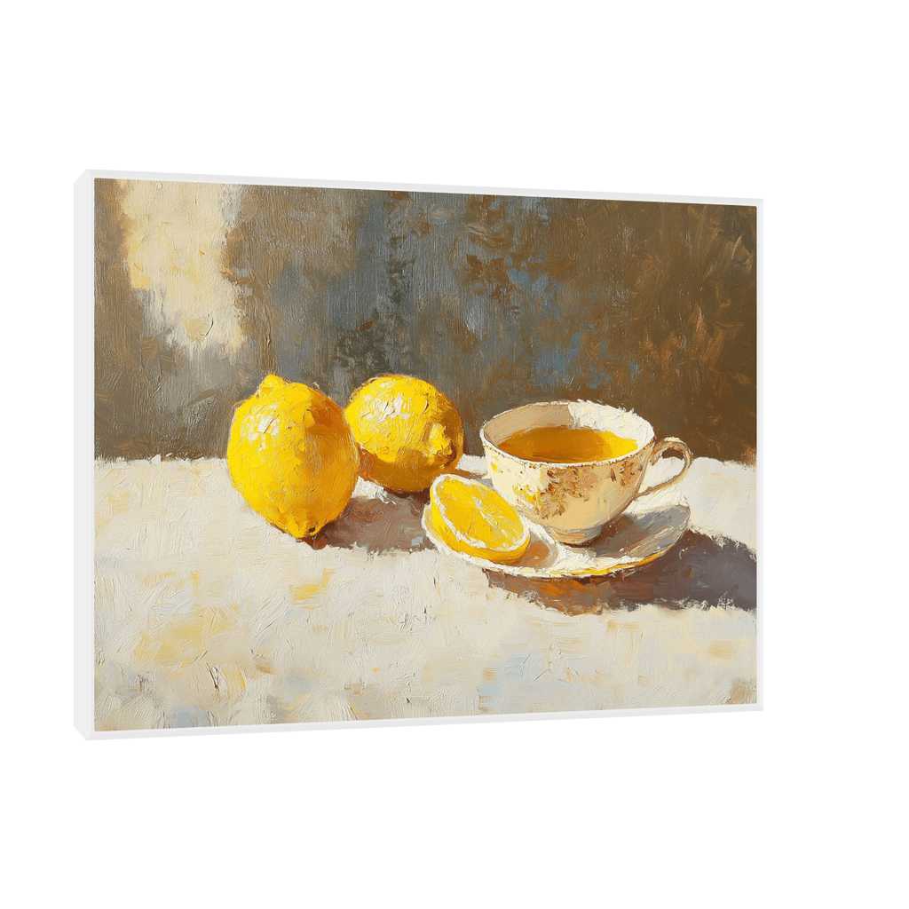 Canvas Slika na platnu Limoni i čaj, Sa ramom, 60 x 45 cm, Beli