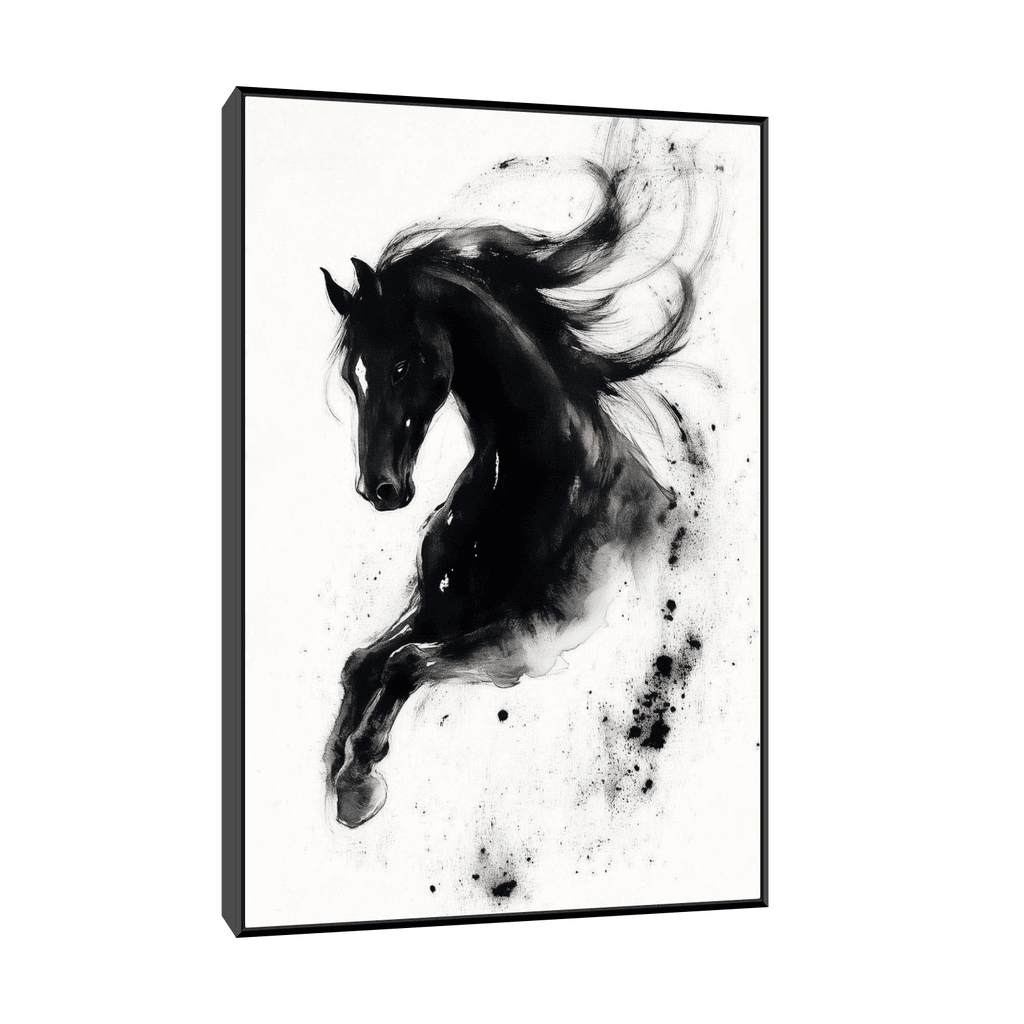 Canvas Slika na platnu Dinamika konja, 50x75cm, Sa ramom, Crni