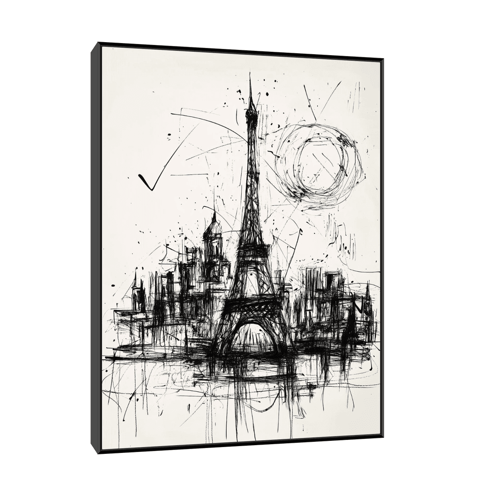 Canvas Slika na platnu Pejzaž iz Pariza 75x100cm, Sa ramom, Crni