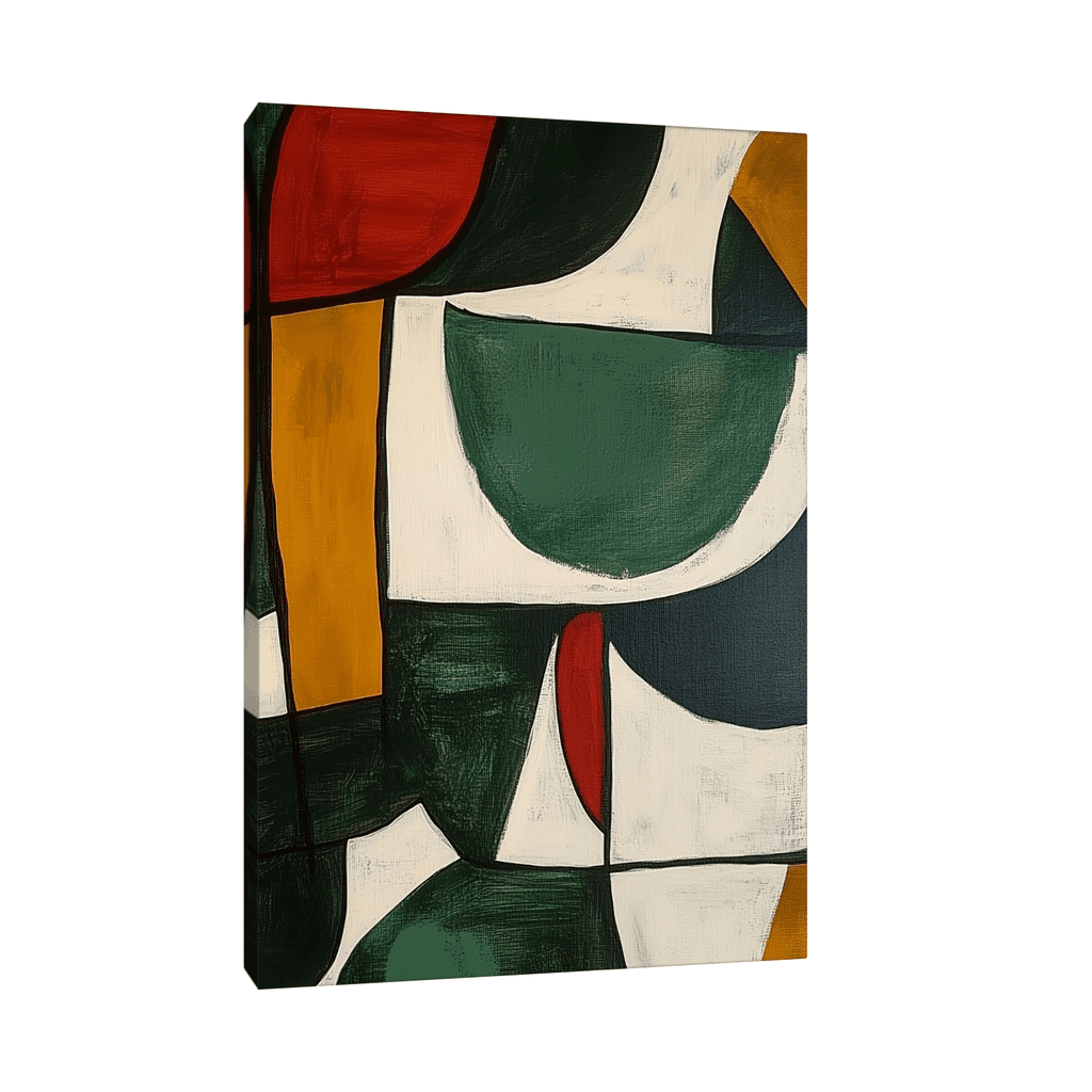 Canvas Slika na platnu Zelene i oker geometriske forme, Bez rama, 40 x 60 cm