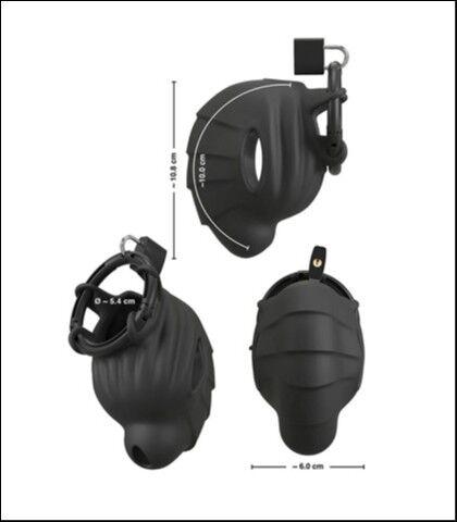 Silikonski kavez za penis i testise, 10 cm, Crni