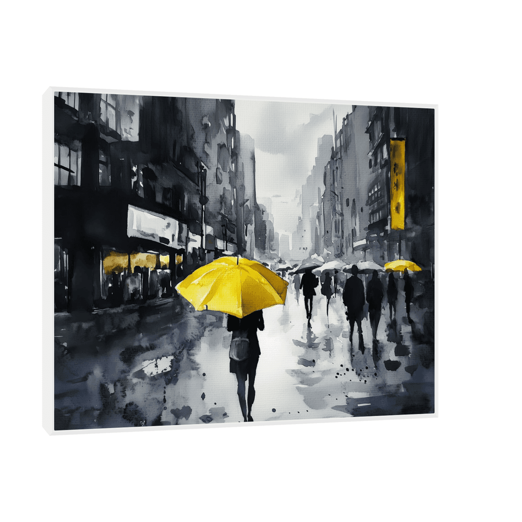 Canvas Slika na platnu Žuti kišobran, Sa ramom, 50 x 40 cm, Beli
