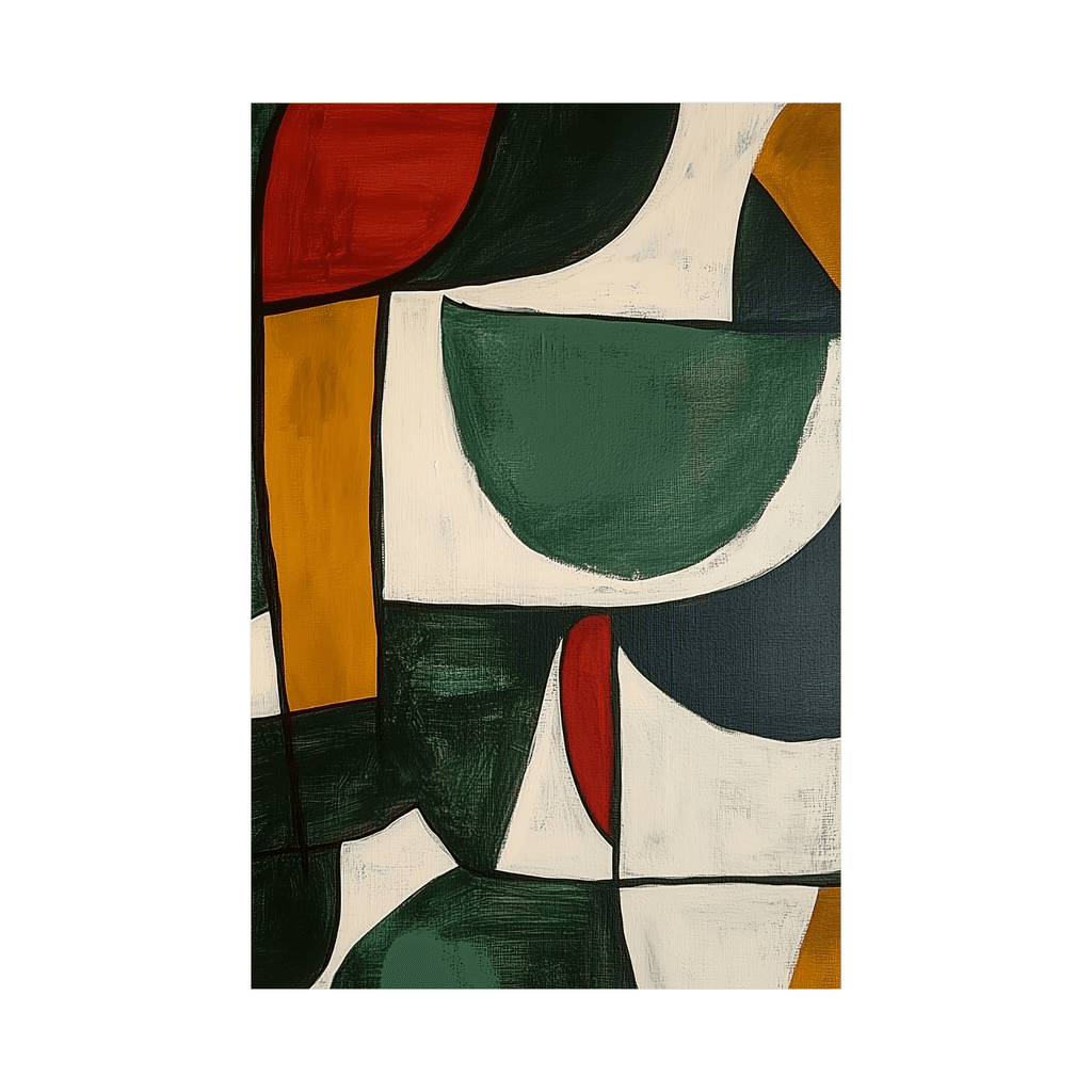 Canvas Slika na platnu Zelene i oker geometriske forme, 80 x 120 cm