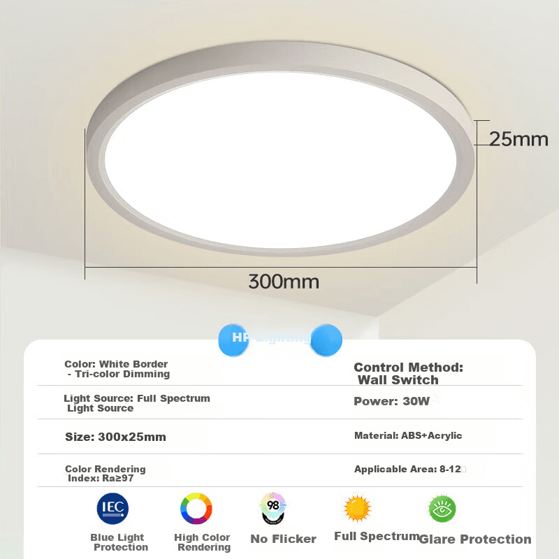 Huipujinggong Plafonska lampa LED, 30 W, 30 cm, Bela