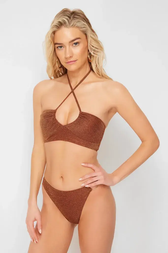 Trendyol Milla Ženski gornji deo kupaćeg TBESS23BU00302, Braon