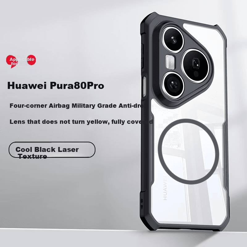 Xundd Maska za mobilni telefon Huawei Pura 80 Pro+ / Huawei P80 Pro, Providno-crna