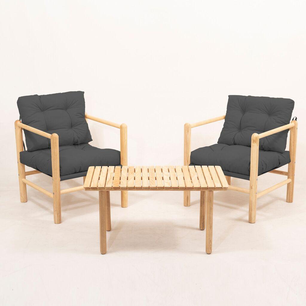 Hanah Home Baštenski set sto i 2 stolice MYG02, Antracit