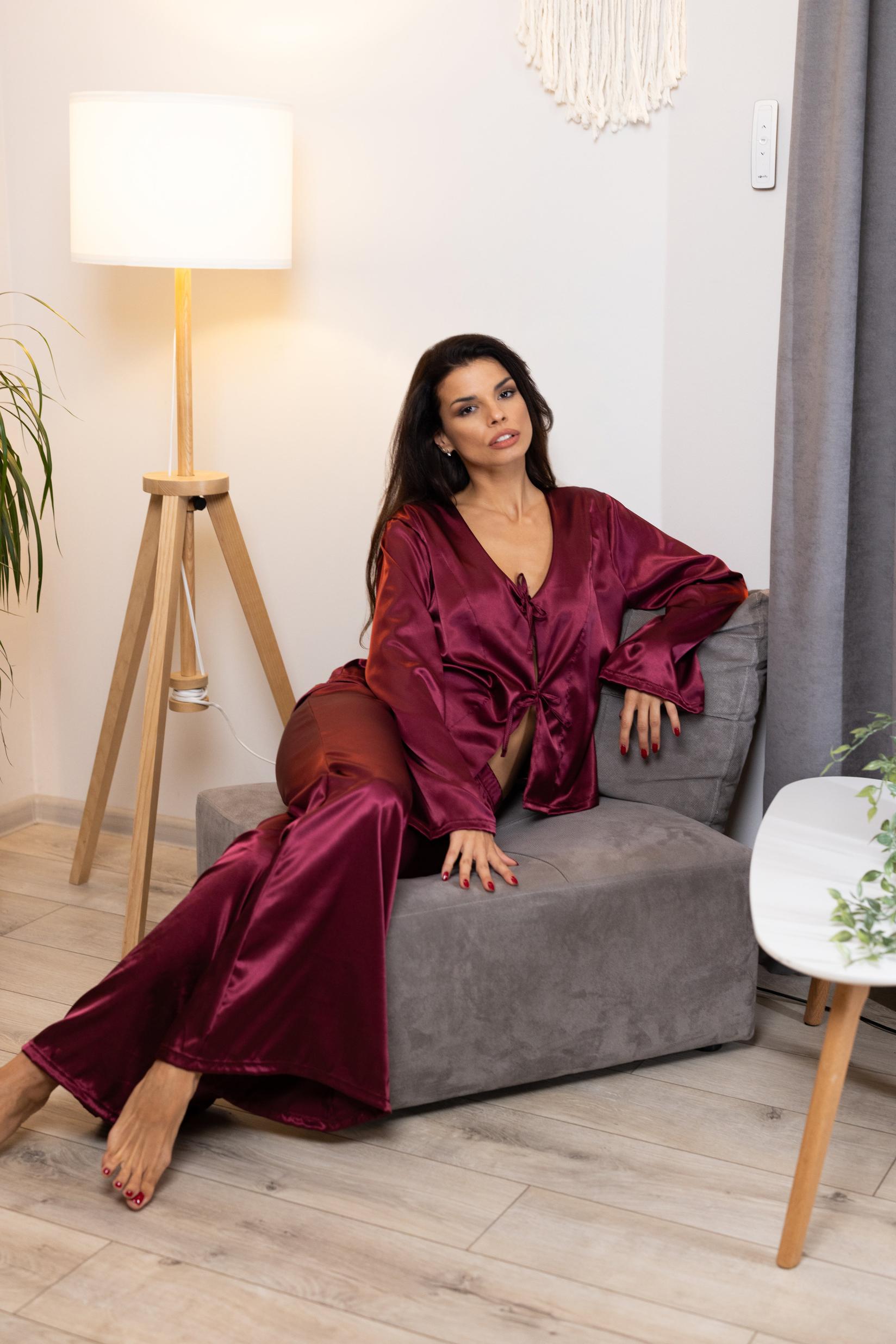 Ženska satenska pidžama Laurel, Bordo
