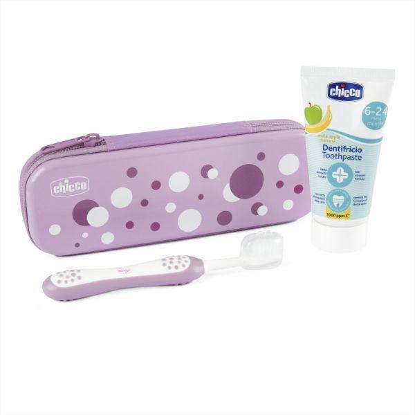 Chicco Set za pranje zuba za bebe Pasta i četkica za zube, Roze