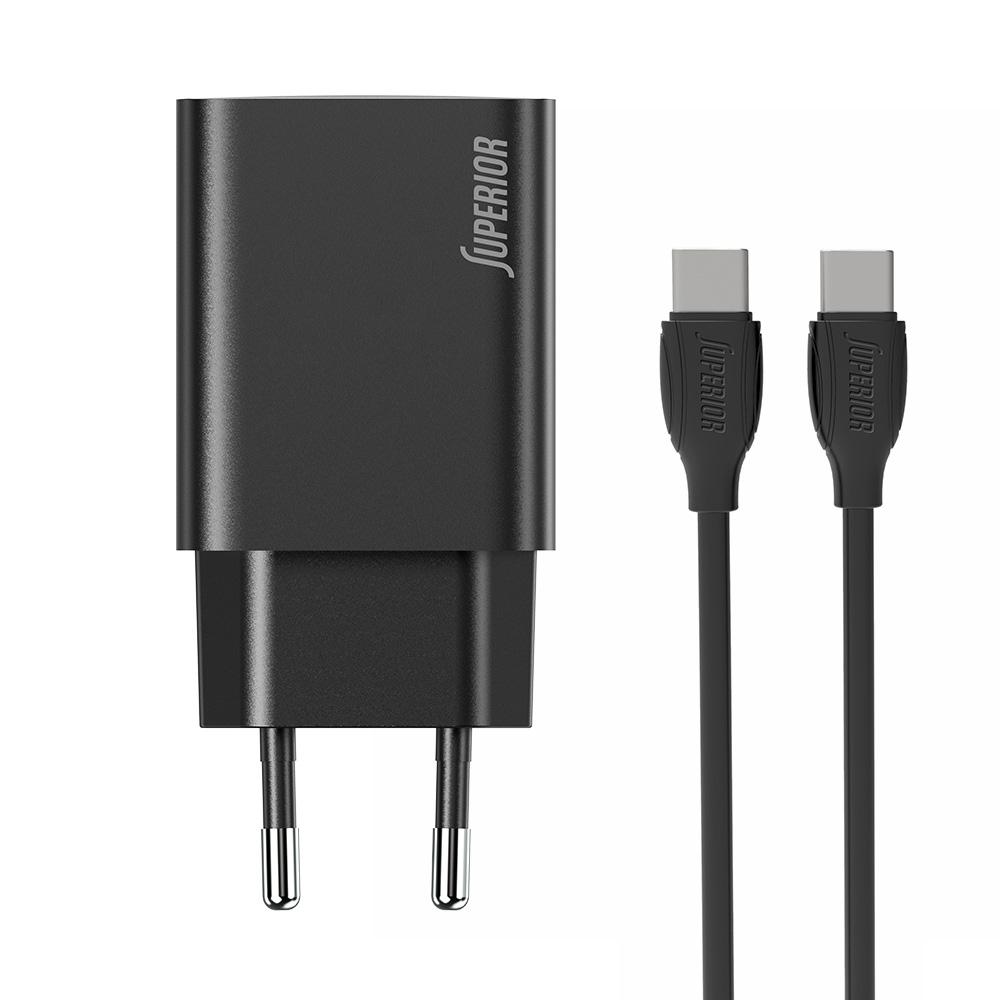 Kućni Punjač SU-P103 Super Fast PD 25W 3A Type C na Type C, Crni