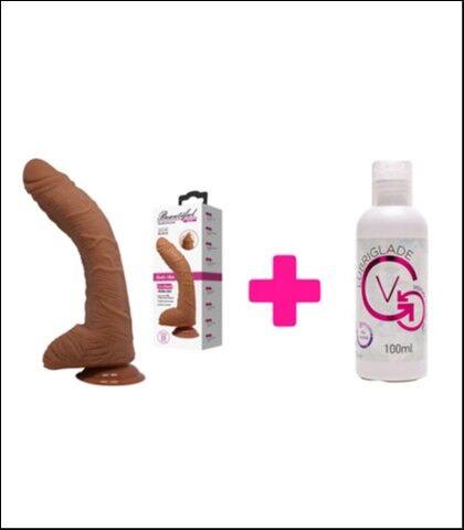 Set Dildo Alex, Braon i Lubrikant, 100ml