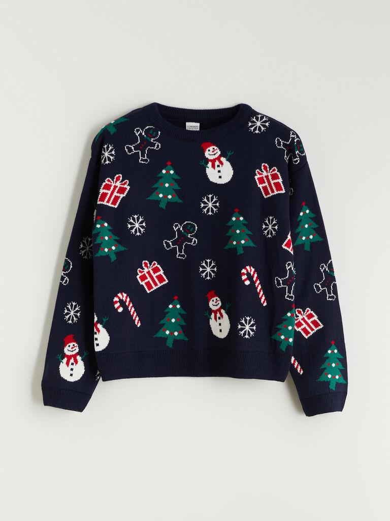 LC Waikiki Džemper za devojčice W5ET94Z4-HFH, Okrugli izrez, Teget