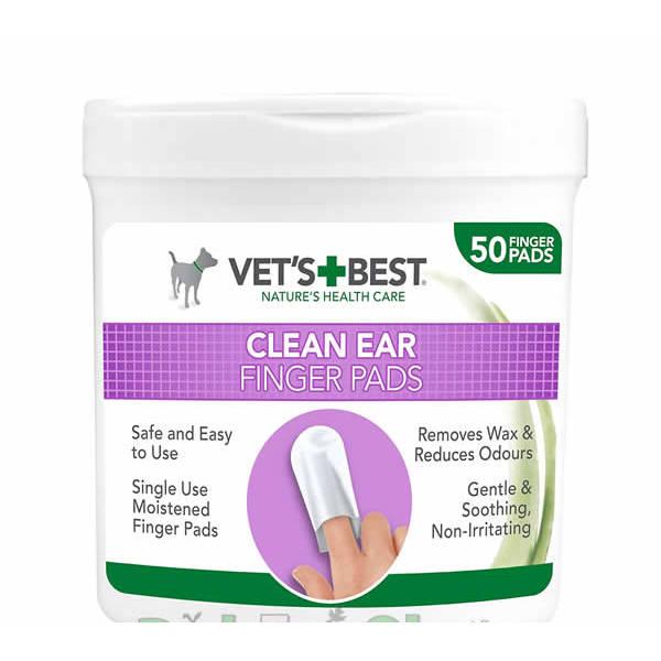 VET'S BEST Tuferi za higijenu ušiju pasa Clean Ear Fingwr Pads, 50 komada