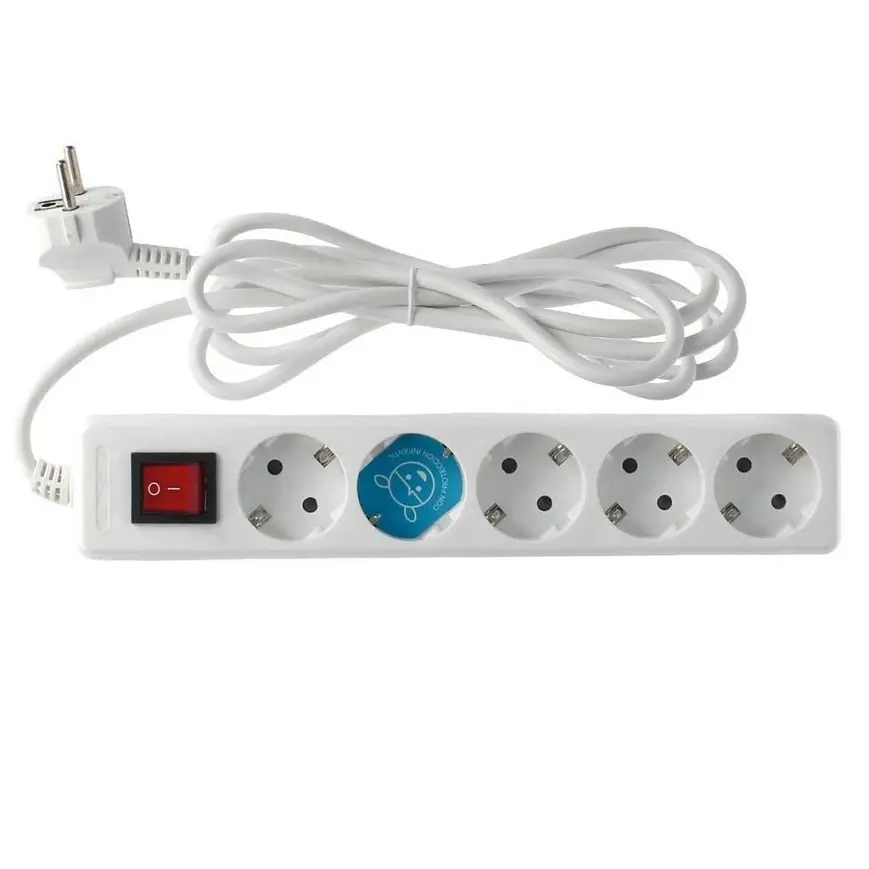 Gsc Produžni kabl sa 5 utičnice i prekidačem, 5m, Beli
