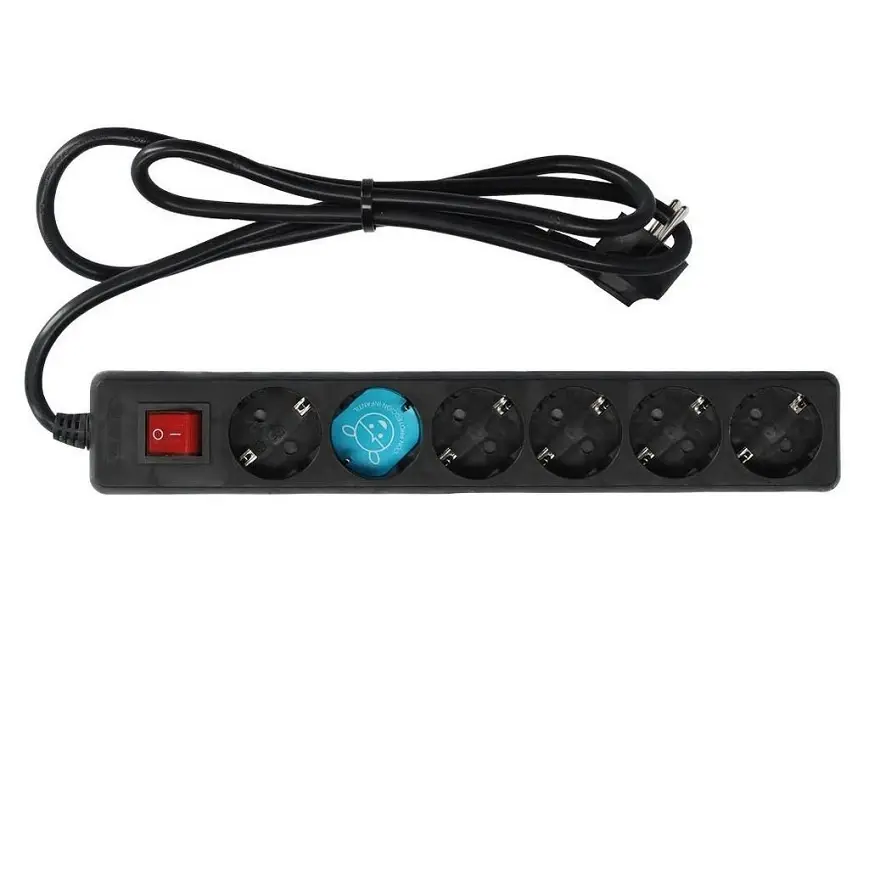 Gsc Produžni kabl sa 6 utičnice i prekidačem, 1.5 m, Crni
