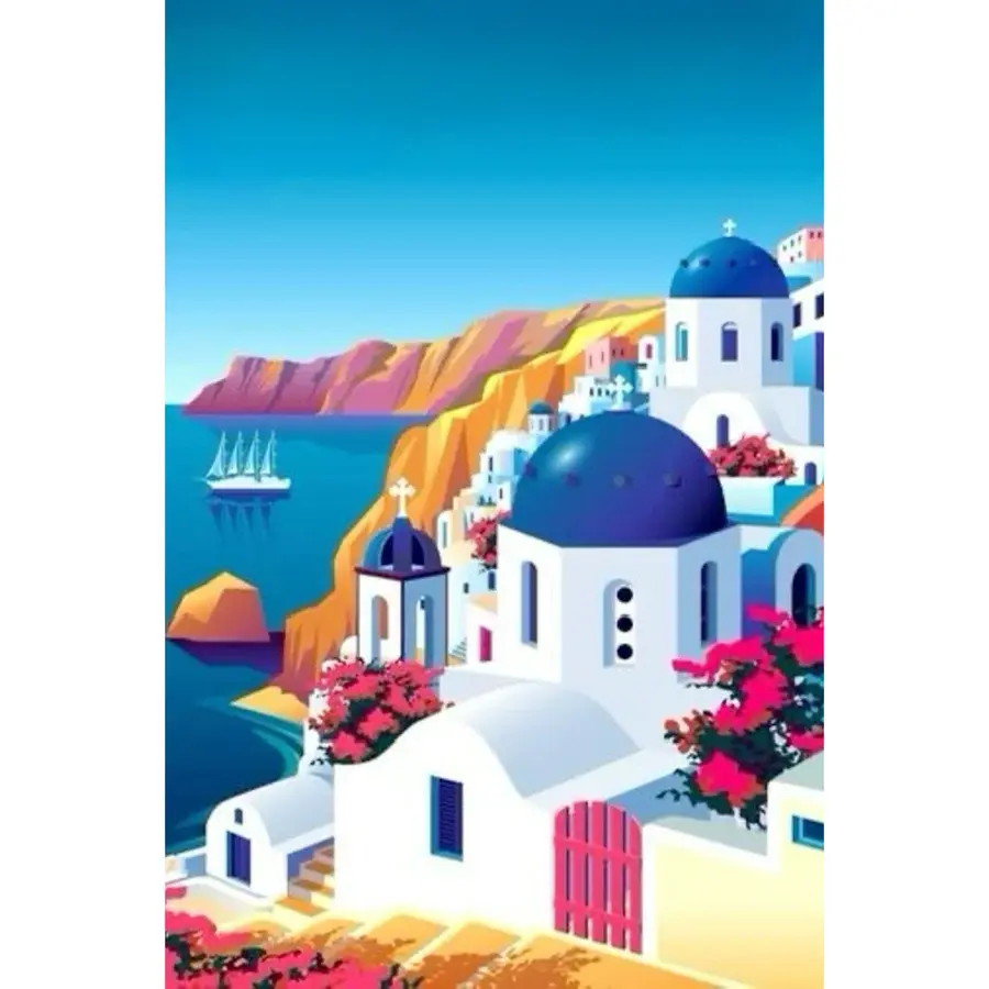 Pingo Ars Dijamantski mozaik Pozdrav sa Santorinija, 20x30 cm