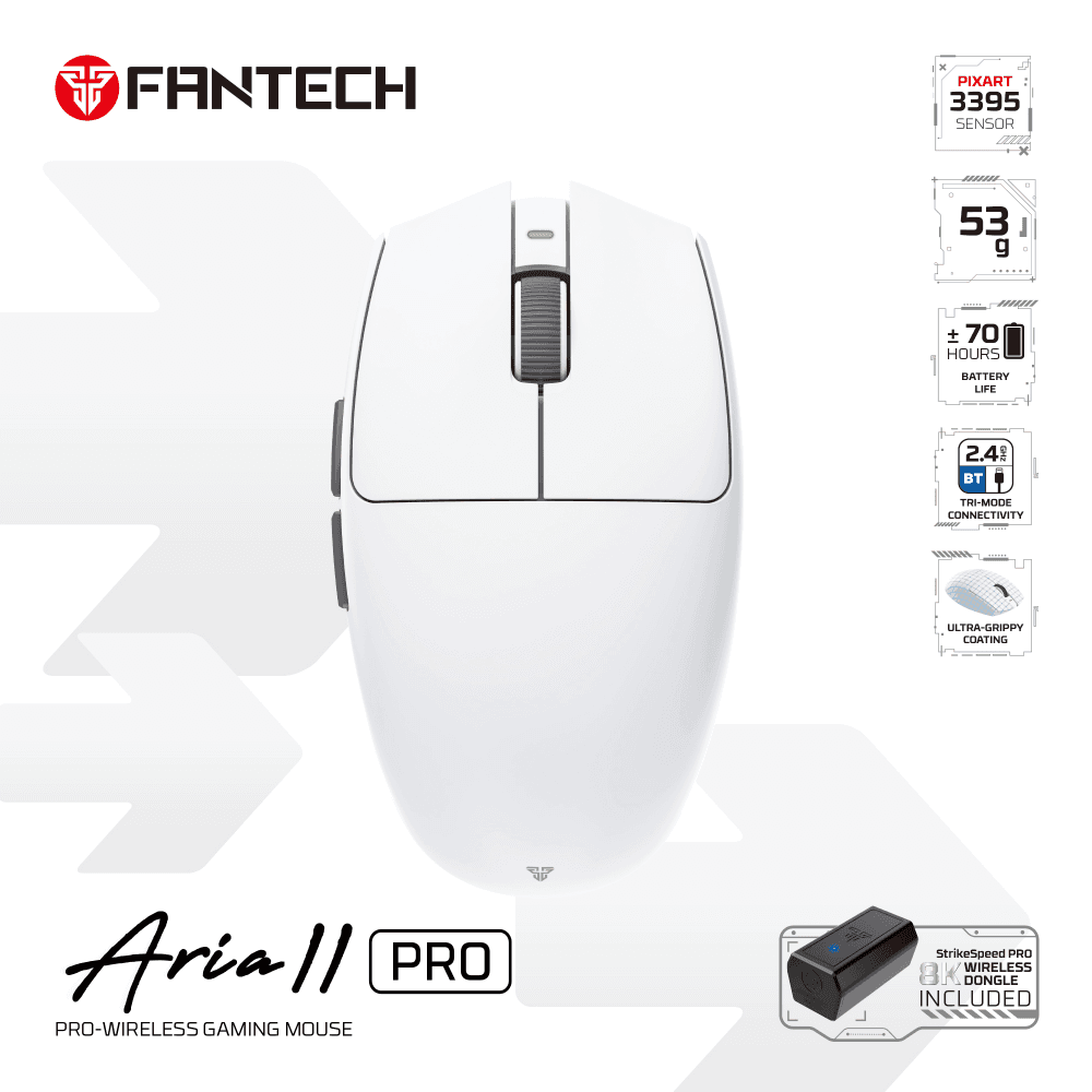 Fantech Gaming miš XD7V2P Aria II PRO, Wireless, Beli