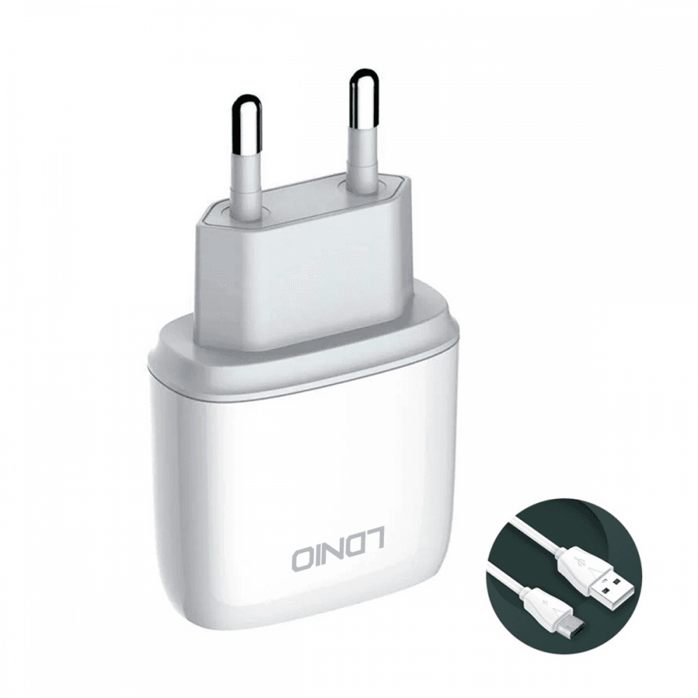 Ldnio Punjač A1209Q QC3.0, 18W, Sa micro USB kablom, Beli