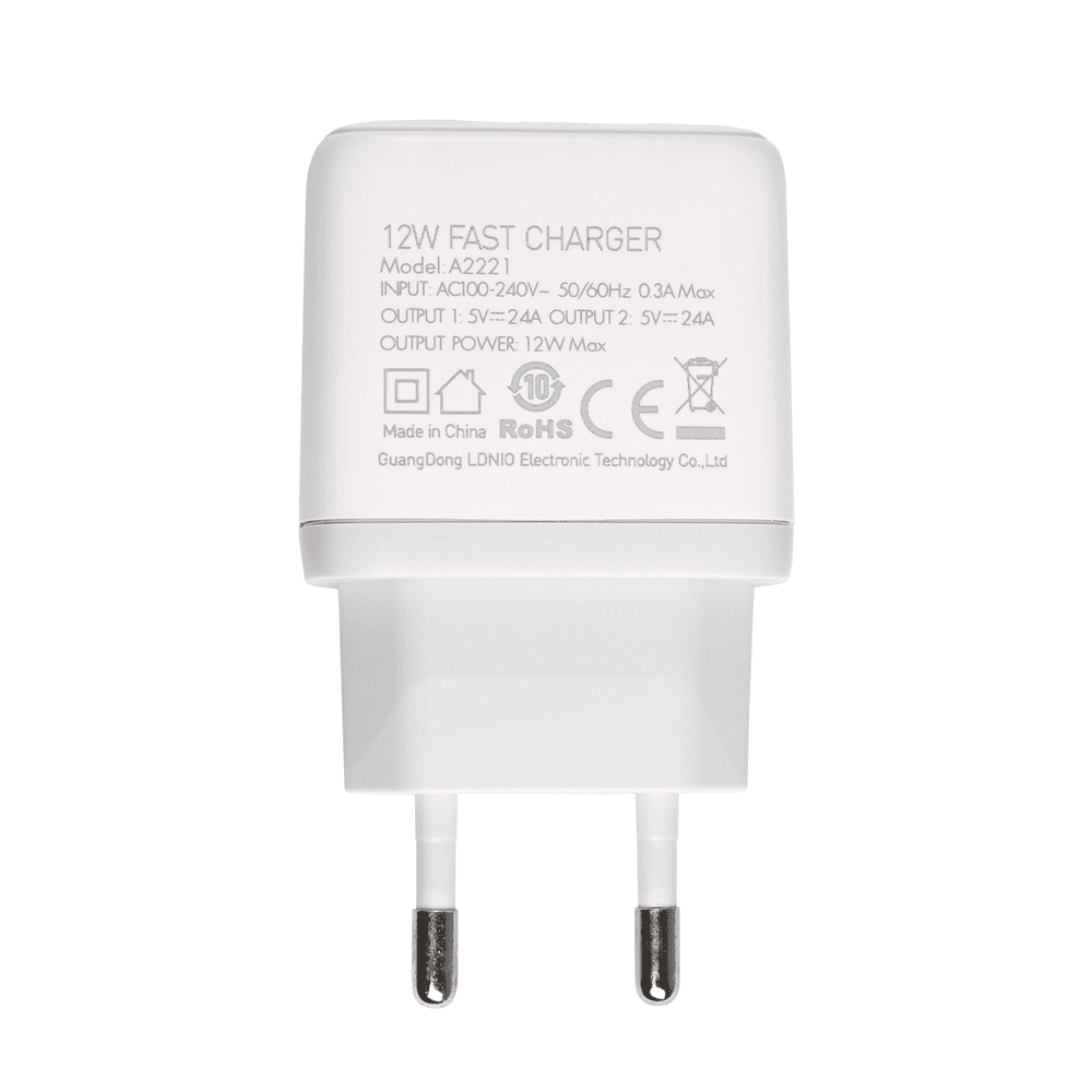 Ldnio Punjač A2221 2xUSB, 12W, Sa Type C kablom, Beli