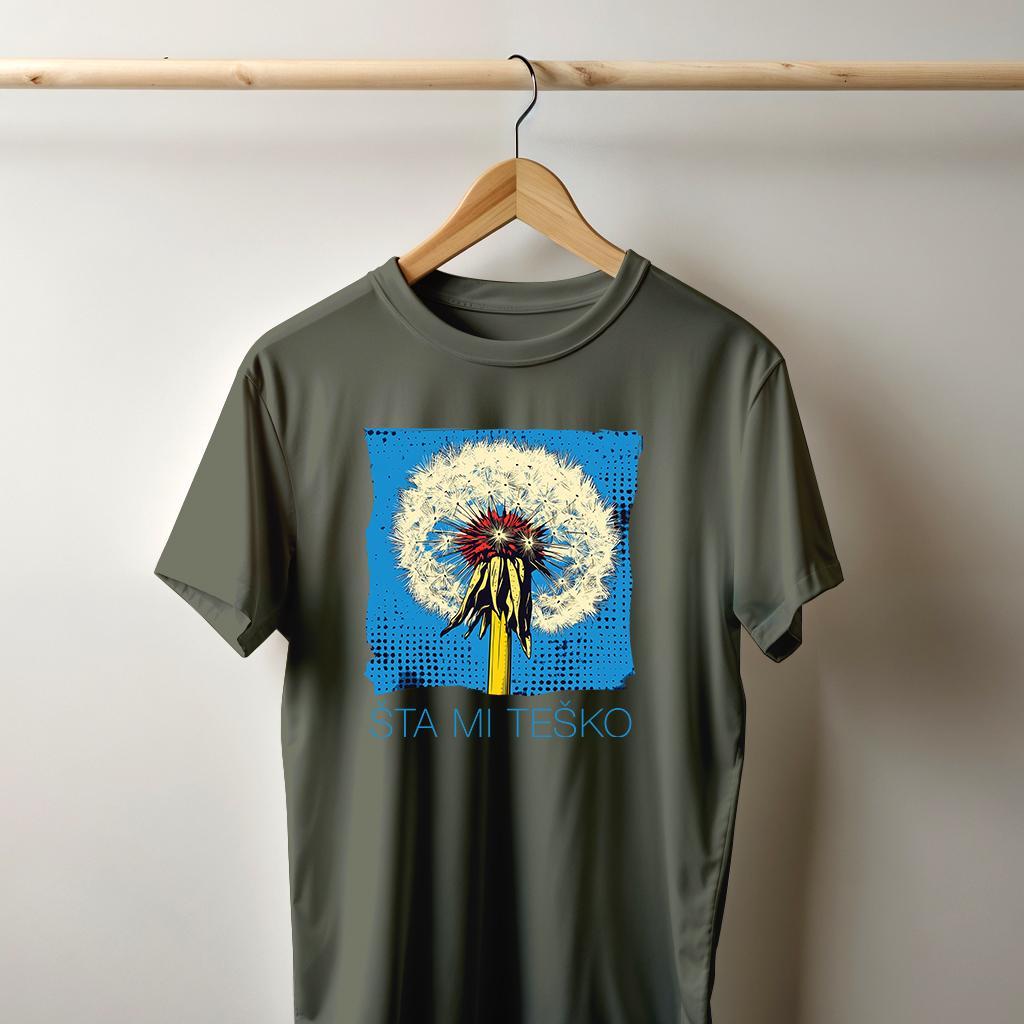 Camiseta Majica sa štampanim printom Cam 967A, Muška, Maslina