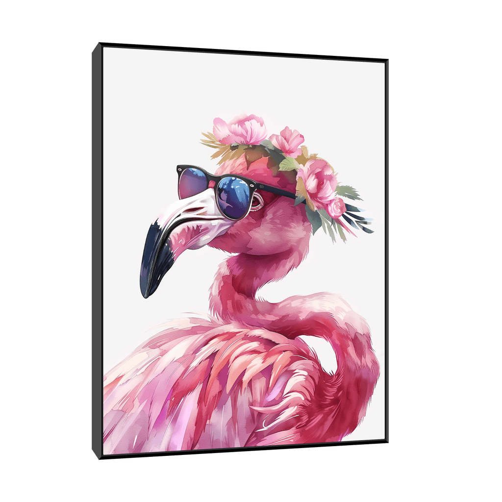 Canvas Slika na platnu Cool Flamingo, 45x60cm, Sa ramom, Crni