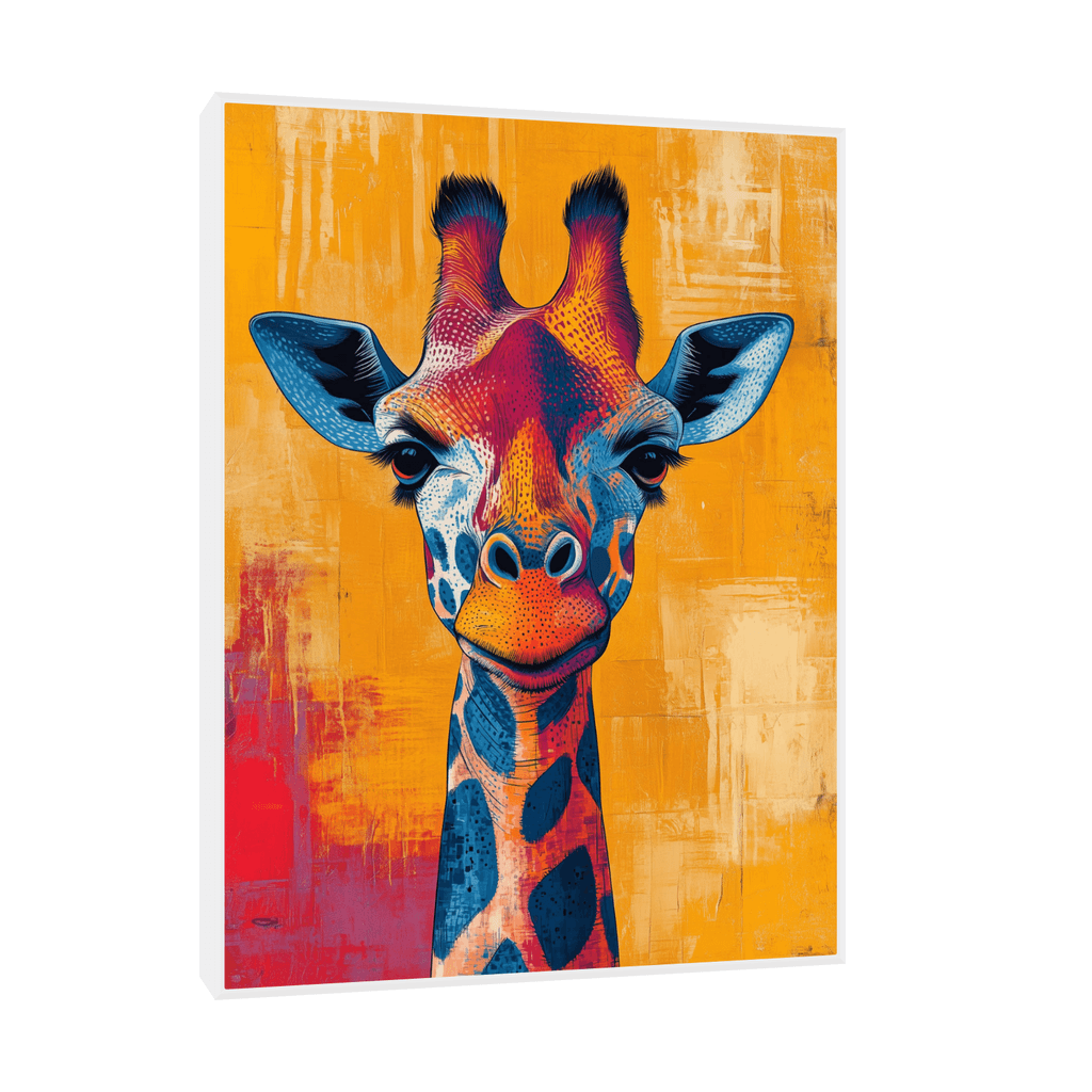 Canvas Slika na platnu Šarena žirafa, 45x60cm, Sa ramom, Beli