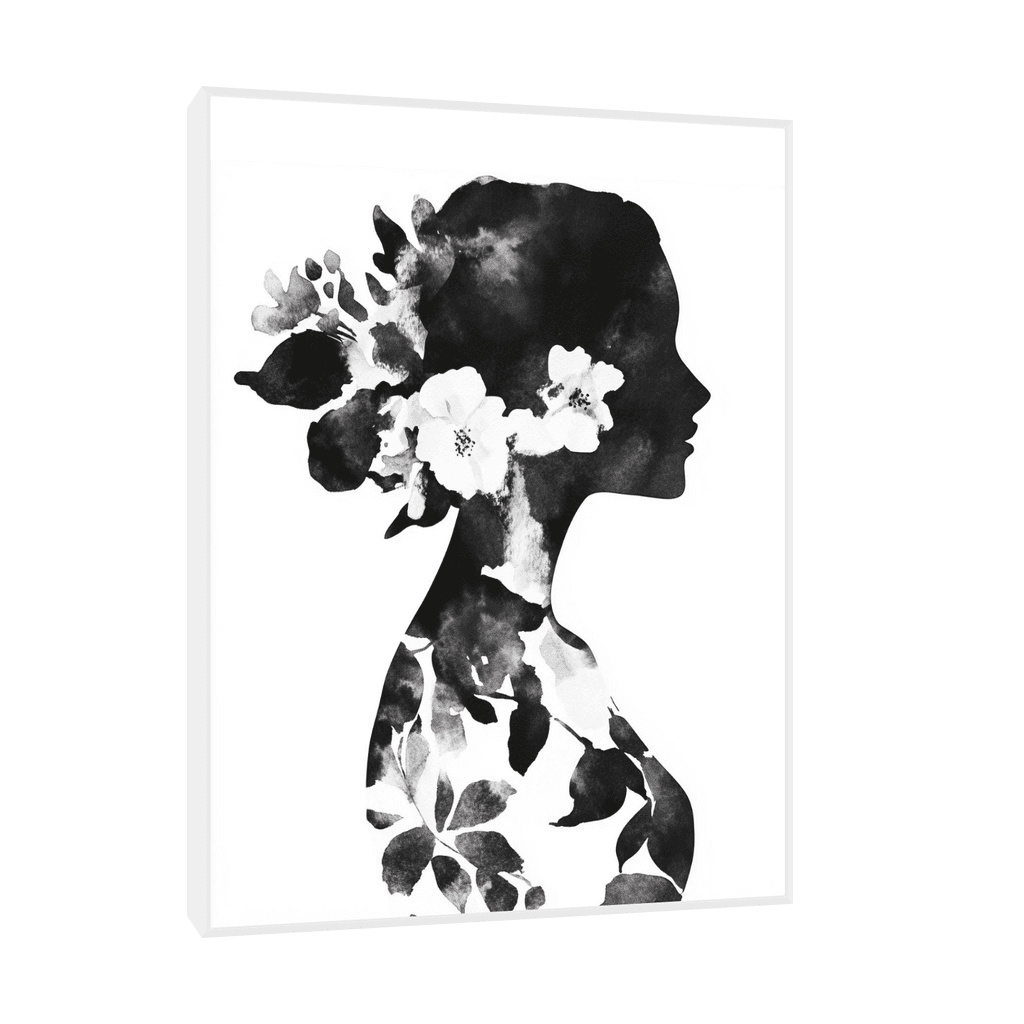 Canvas Slika na platnu Devojka sa cvetom, 75x100cm, Sa ramom, Beli