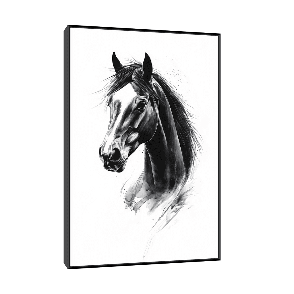 Canvas Slika na platnu Crni konj, 100x150cm, Sa ramom, Crni