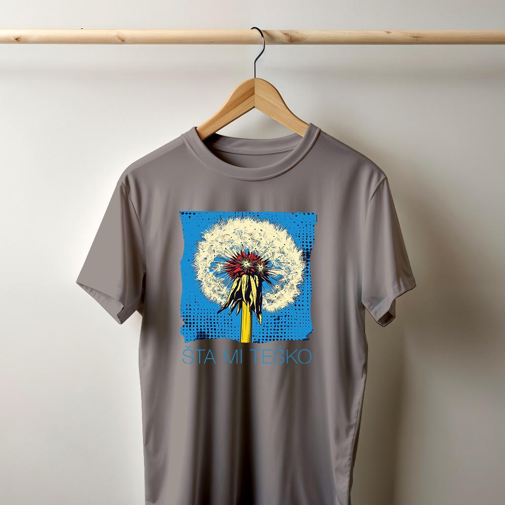 Camiseta Majica sa štampanim printom Cam 966A, Muška, Svetlosiva