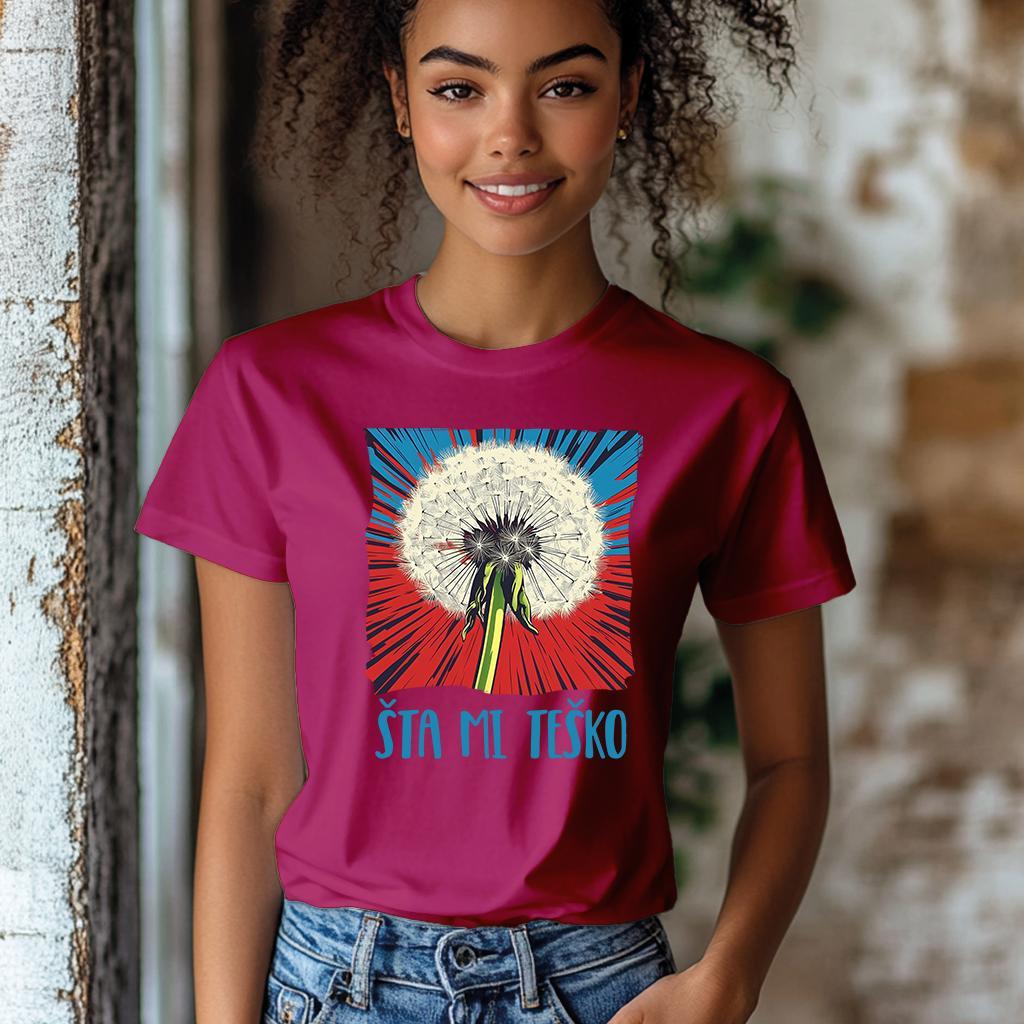 Camiseta Majica sa štampanim printom Cam 965A, Ženska, Ružičasta