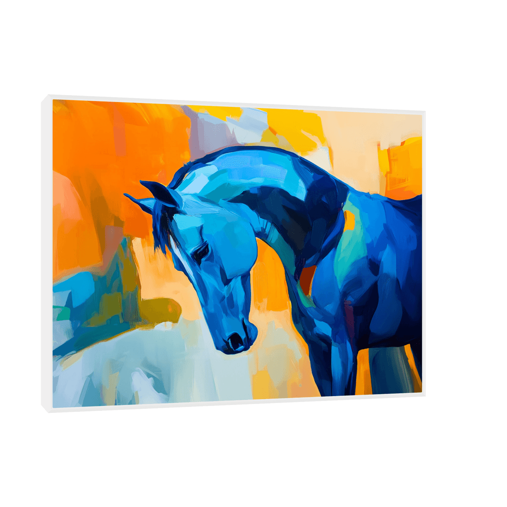 Canvas Slika na platnu Plavi konj 75x100cm, Sa ramom, Beli