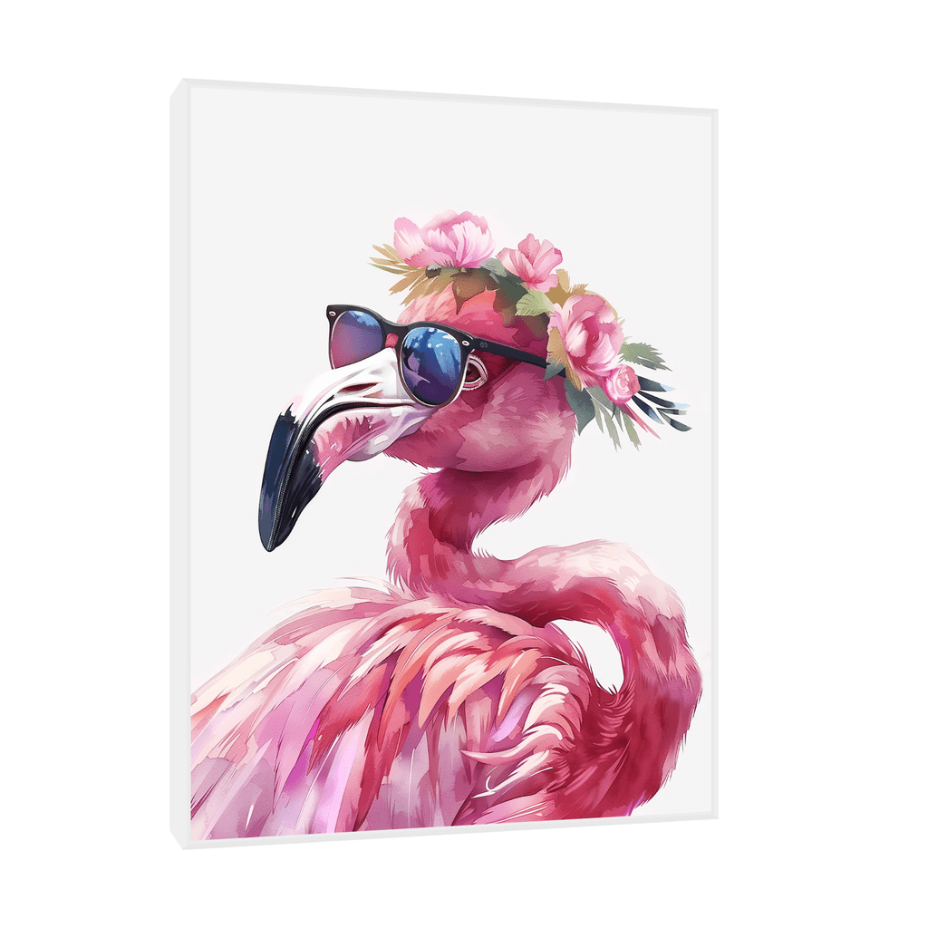 Canvas Slika na platnu Cool Flamingo, 75x100cm, Sa ramom, Beli