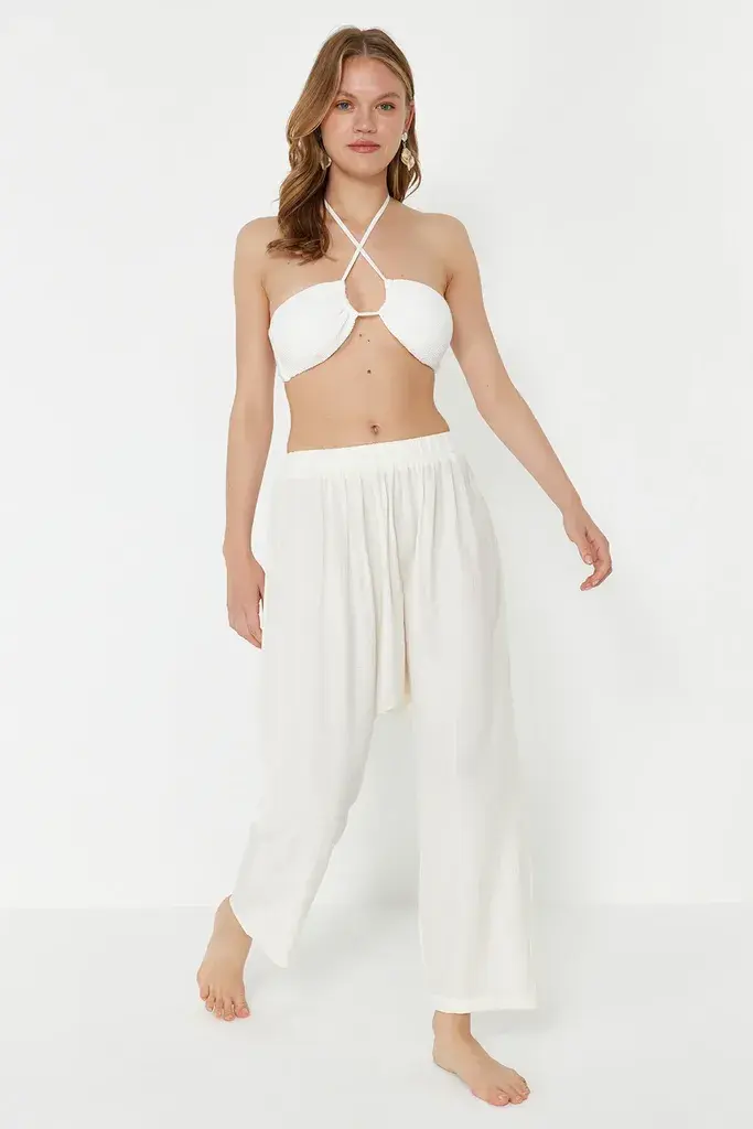 Trendyol Milla Ženske pantalone Tbess24Pl00011, Krem