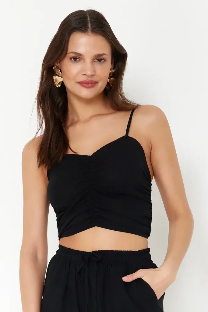 Trendyol Milla Ženski komplet bluza i pantalone Tbess24Au00077, Crni