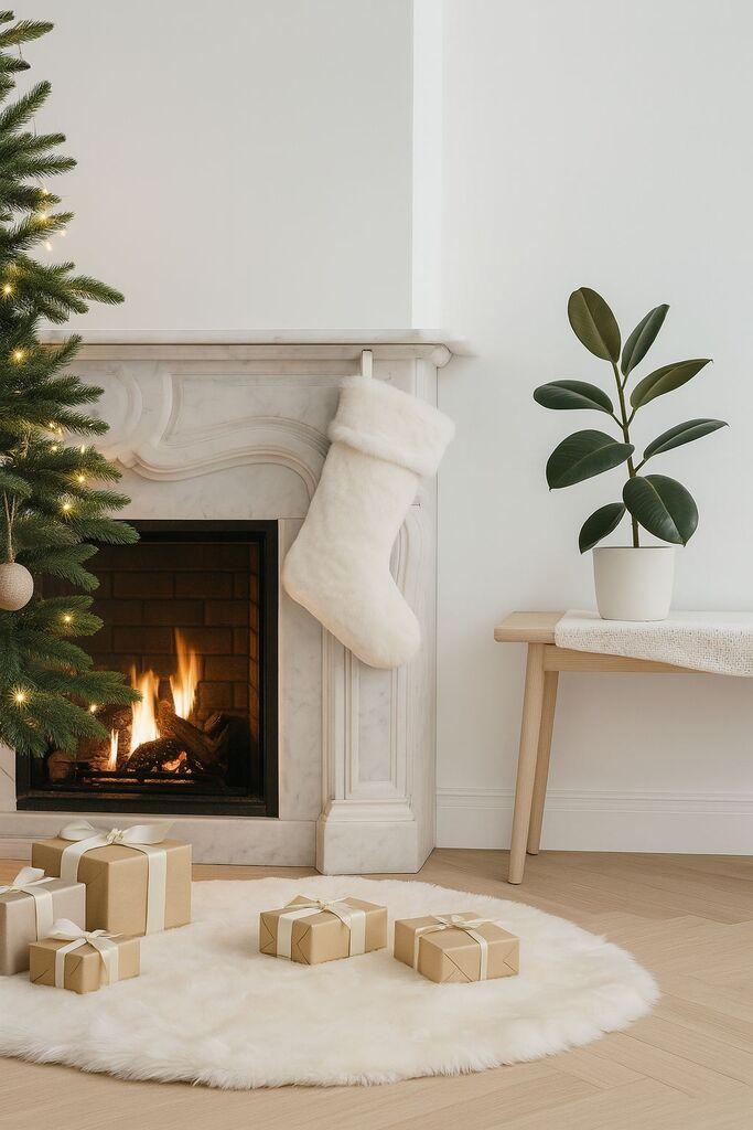 Aberto Design Novogodišnja ukrasna čarapa Pelush, Prljavo bela