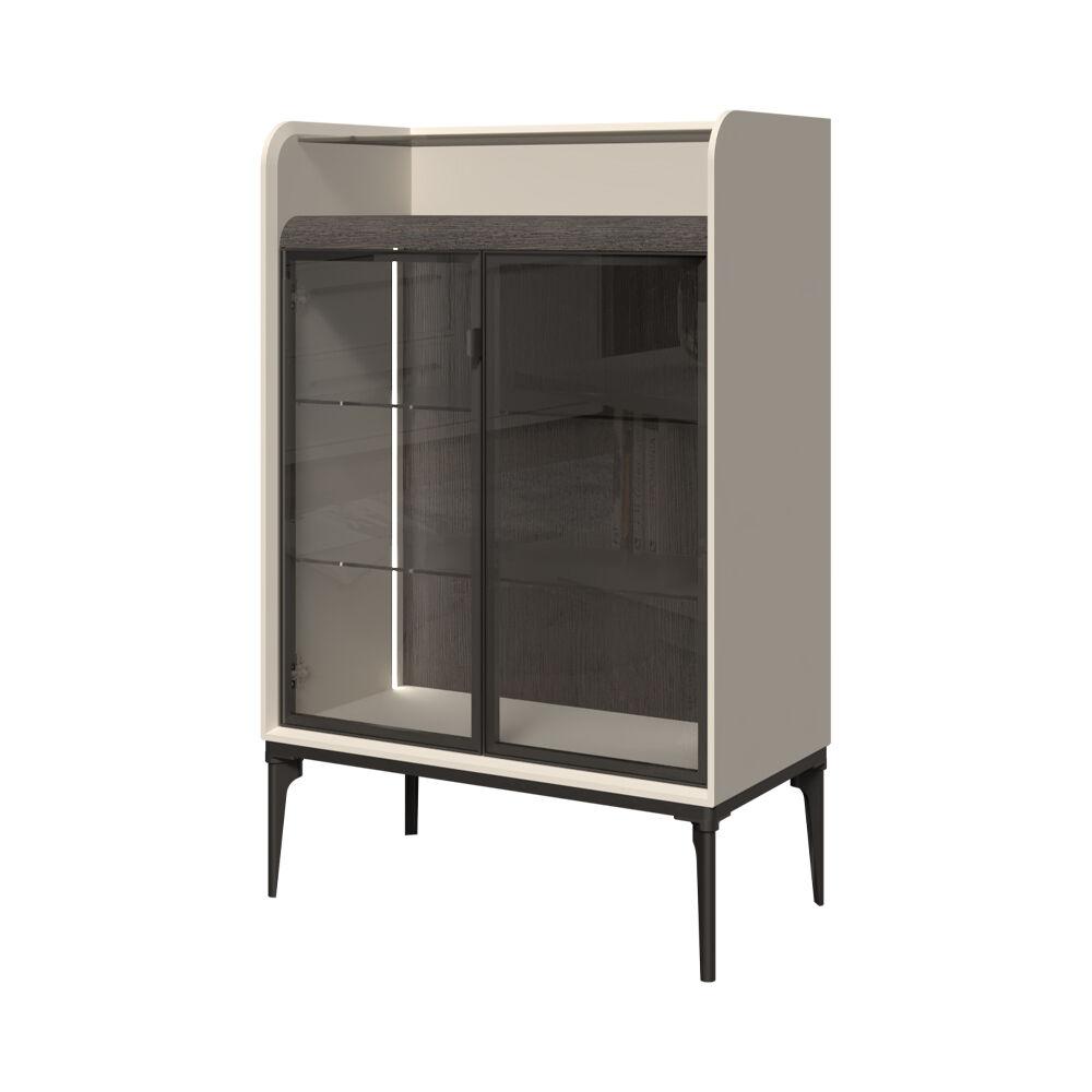 Jela Vitrina Soffy V80-2AL/SF, 80x124x42cm, Prljavo bela - antracit