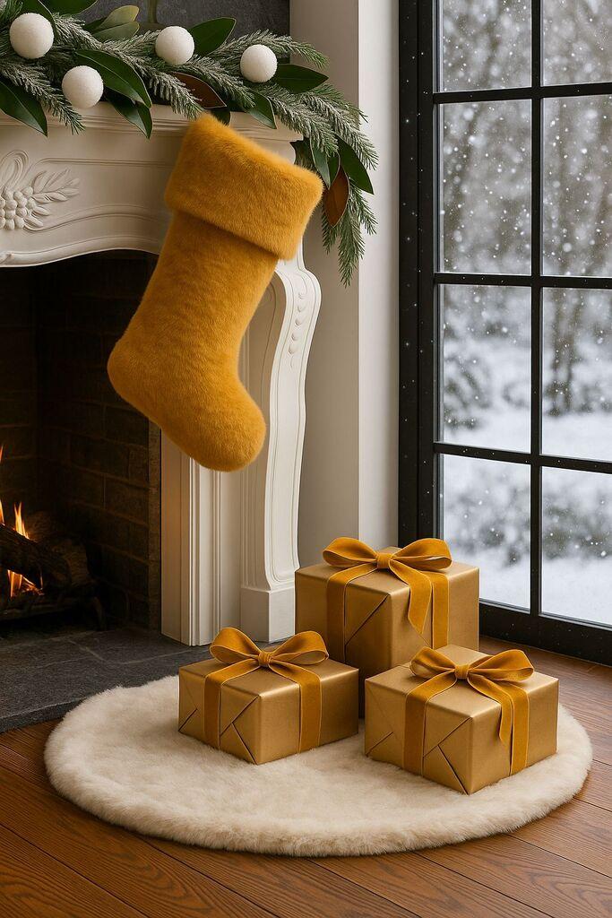 Aberto Design Novogodišnja ukrasna čarapa Pelush, Žuta