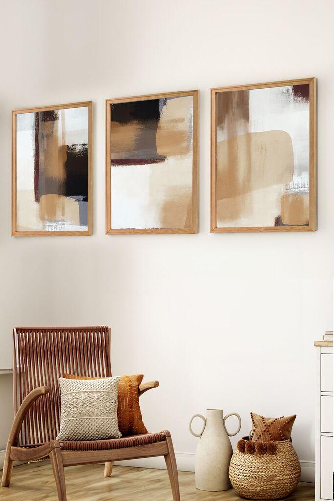 Wallity Set uramljenih MDF slika Myk3012-1, 3 Dela